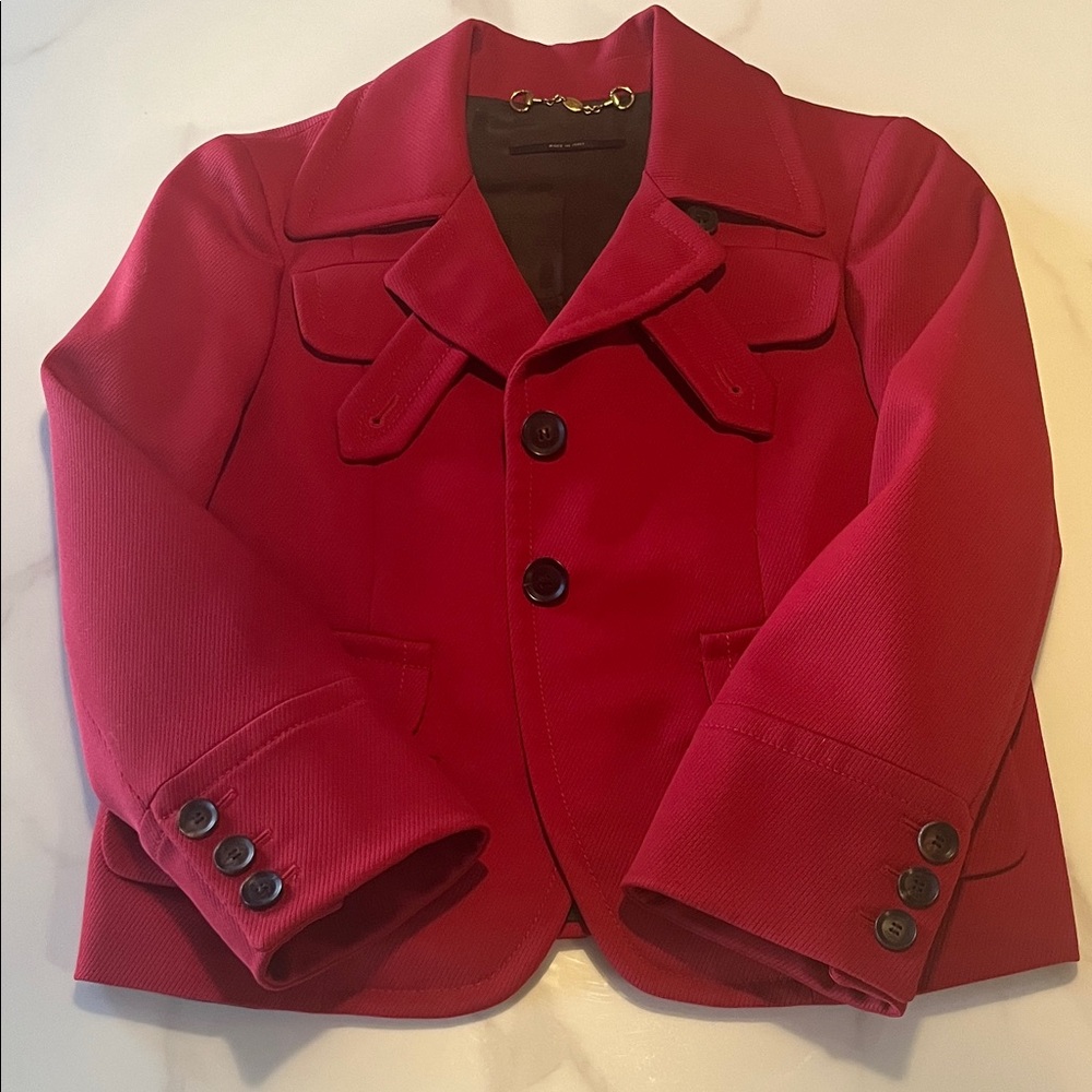Gucci Red Horsebit Chain Jacket IT 40
